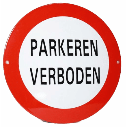 Groot Emaille Verbodsbord : Parkeren Verboden