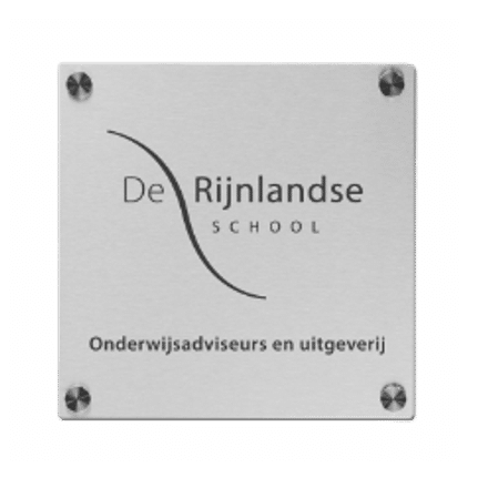 RVS Bedrijfsbord | Eigen logo enof tekst | Vierkant | Incl luxe RVS Dopjes