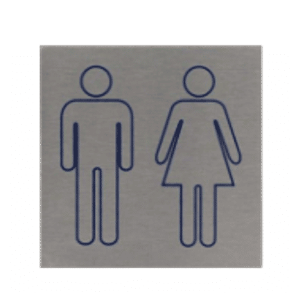 Vierkant Pictogram Dames/Heren Toilet | Aluminium RVS Look | Zelfklevend