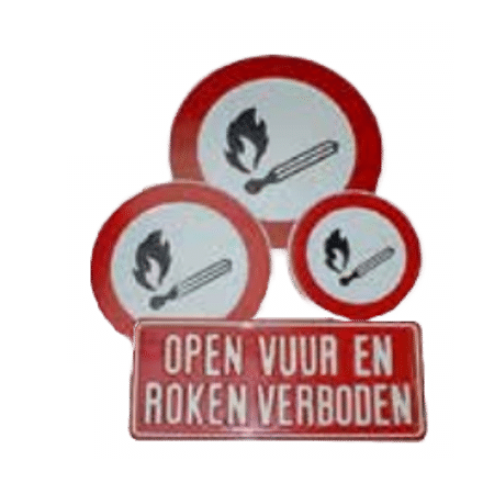 Verbodsborden Open Vuur en Roken Verboden | Geperst Aluminium | 4 Modellen