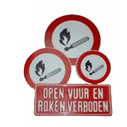 Verbodsborden Open Vuur en Roken Verboden | Geperst Aluminium | 4 Modellen