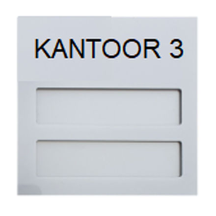 Naamplaathouders met Tekst | 2 Vaks voor verwisselbare naamstrookjes van 8 x 2 cm | Verkrijgbaar Zilver Acrylaat of Aluminium.