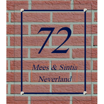 Naamborden voordeur | Helder (transparant) | Plexiglas |  Met of zonder kader |  Tekst kleuren gegraveerd