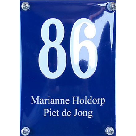 Emaille naambord met huisnummer zonder kader
