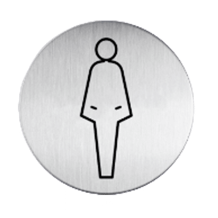 RVS pictogram Toilet vrouw| Opdruk zwart | Lasertechniek | Zelfklevend