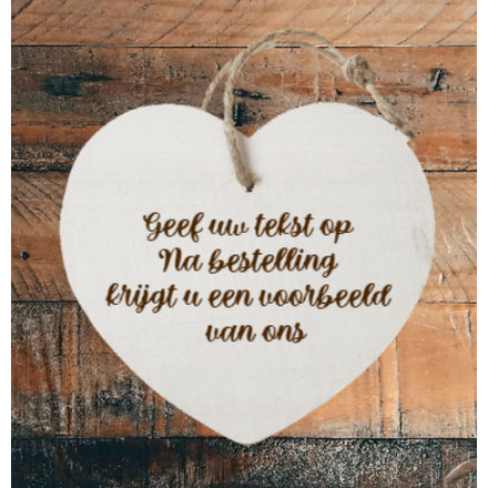 Houten hart met eigen tekst