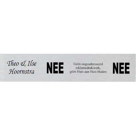 NEE | NEE brievenbus bordje met tekst/huisnummer | RVS | Deurbordje Nee | Nee zwarte tekst | Zelfklevend
