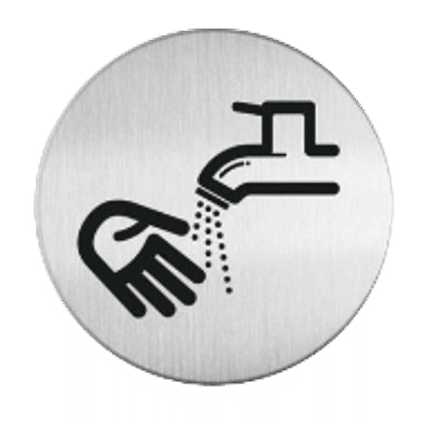 RVS pictogram Handen Wassen | Opdruk zwart | Lasertechniek | Zelfklevend