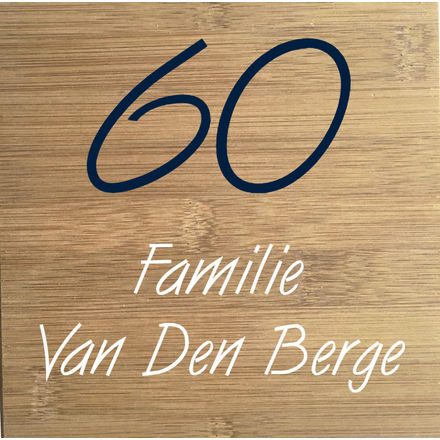 Bamboe vierkant naamplaat | Verschillende tekst kleuren