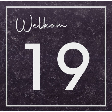 Modern vierkant Blauwsteen huisnummerbord| Met of zonder Welkom | Belgisch hardsteen nummerbord | Diverse cijfertypes | Blinde sluiting