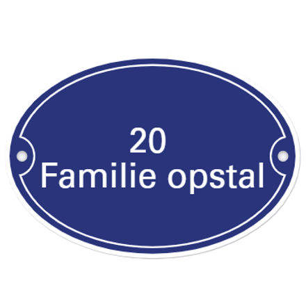 Naamplaat emaille ovaal