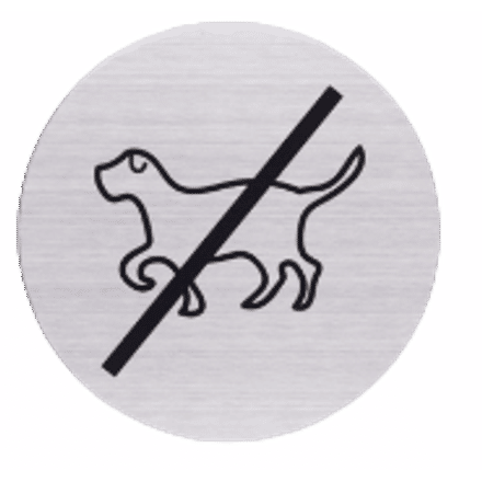 RVS pictogram Verboden voor Honden | Opdruk zwart | Lasertechniek | Zelfklevend