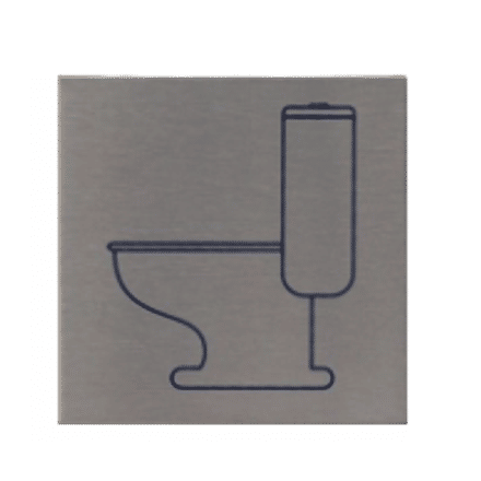 Vierkant Pictogram Toilet | Aluminium RVS Look | Zelfklevend