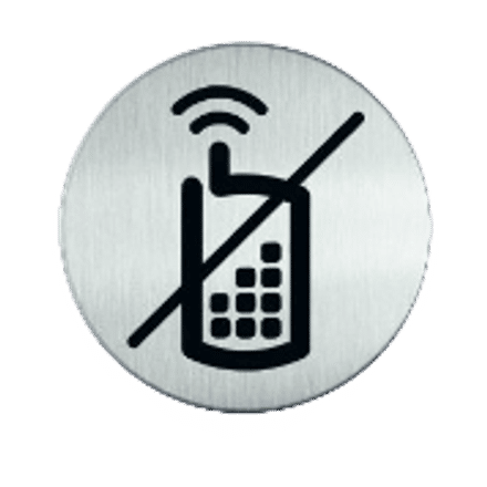 RVS pictogram GSM Verboden | Opdruk zwart | Lasertechniek | Zelfklevend