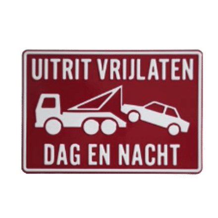 Uitrit Vrijlaten. Dag en Nacht | Tekst en Pictogram bord | Geperst Aluminium | Drie Kleurcombinaties