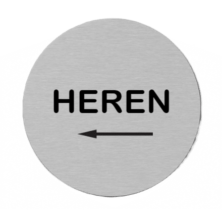 Pictogram HEREN Toilet | Pijl wijzend naar Links | Opdruk zwart | Lasertechniek | Zelfklevend