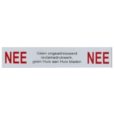 NEE-NEE brievenbusplaatje | Aluminium Ongewenste reclame | Zelfklevend