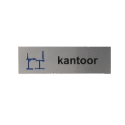 Zelfklevend Aluminium bordje | Tekst/Pictogram: Kantoor