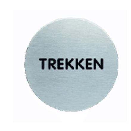 Pictogram met tekst Trekken | RVS | Opdruk zwart | Lasertechniek | Zelfklevend