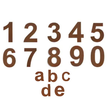 Cortenstaal Huisnummer | Letters a,b,c,d of e | Industriele Look | Kleur Roestbruin | Blinde sluiting