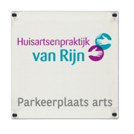 Bedrijfsborden Plexiglas | Eigen logo enof tekst | Vierkant | Incl luxe RVS Dopjes