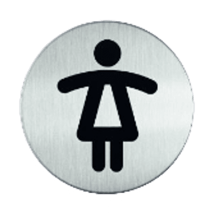 Pictogram Dames Toilet | RVS | Opdruk zwart | Lasertechniek | Zelfklevend