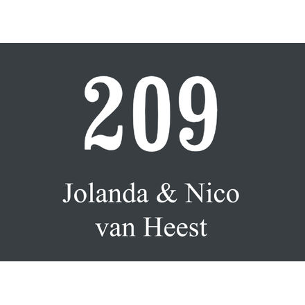 Emaille naambord met huisnummer zonder kader