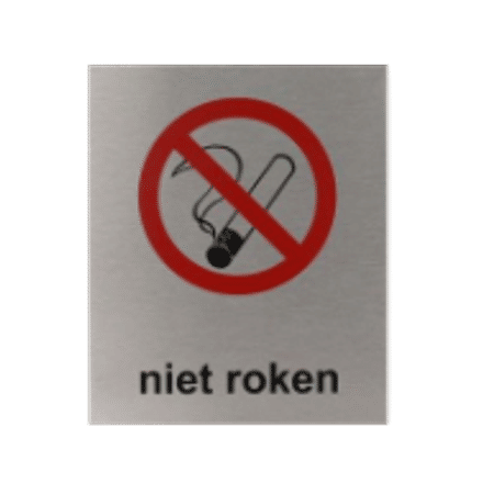 Pictogram Niet Roken | Aluminium RVS Look | Zelfklevend