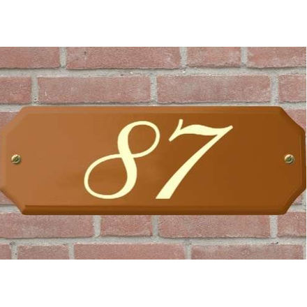 Houten huisnummerborden | Cijfer gegraveerd | Diverse bordkleuren en cijfertypes |  Cijferkleur creme |