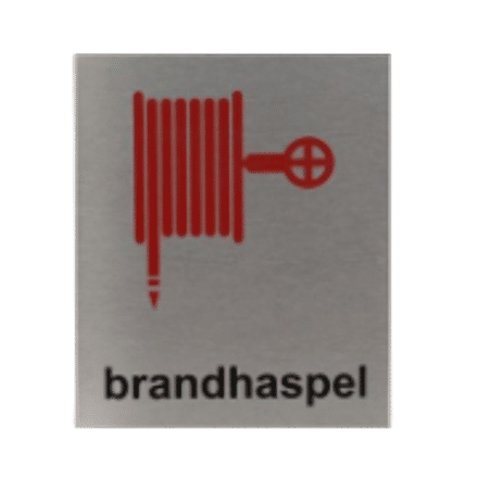 Pictogram Brandhaspel | Aluminium RVS Look | Zelfklevend