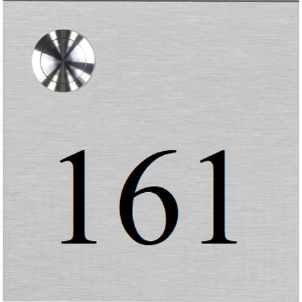 Deurbel RVS met huisnummer | Cijfer zwart gelaserd | Deurbel Hoek Linksboven 