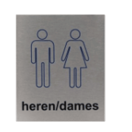 Pictogram Heren/Dames | Aluminium RVS Look | Zelfklevend