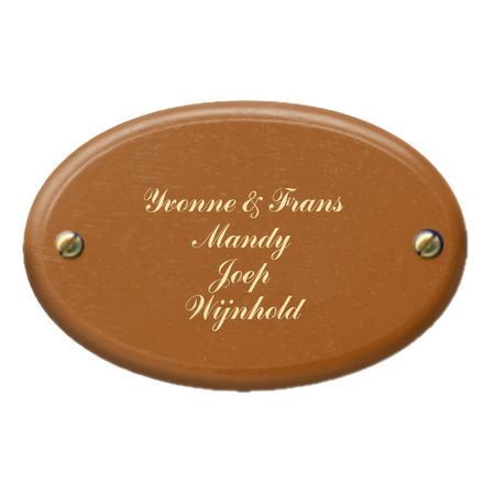 Houten naambordjes | Tekst gegraveerd | Tekst kleur licht beige achtig |