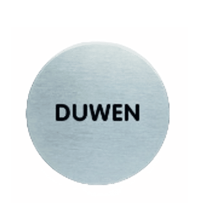 RVS rond pictogram tekst Duwen | Opdruk zwart | Lasertechniek | Zelfklevend