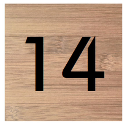 Houten huisnummerborden vierkant | Bamboe | Diverse cijfertypes | Zwart of Wit cijferkleur |