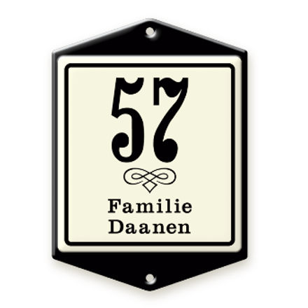 Familiebord voordeur Nostalgisch |2D model platen Kunststof  | Diverse bordkleuren, Ornamenten en Lettertypes |