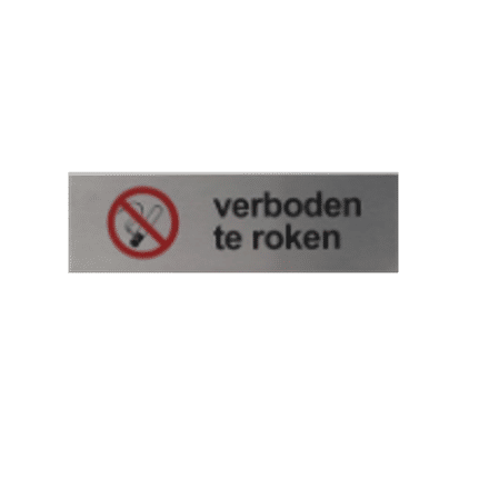 Verboden te Roken Aluminium deurbordje | Tekst/Pictogram | Zelfklevend