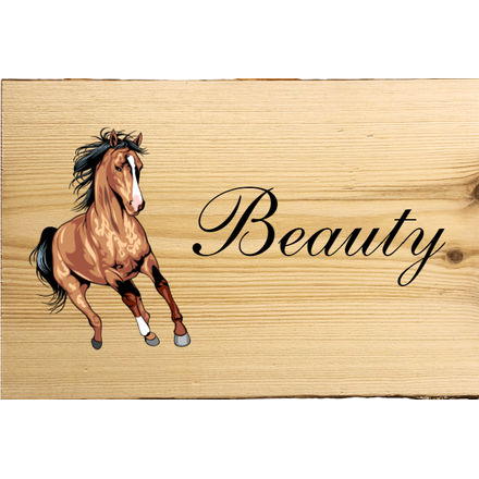 Naamplaatje Paard van hout