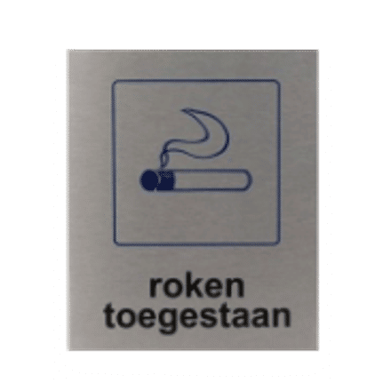 Pictogram Roken Toegestaan | Aluminium RVS Look | Zelfklevend