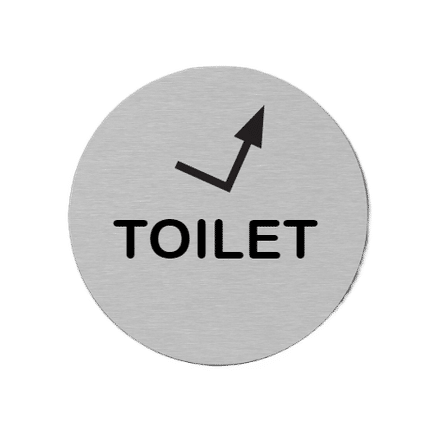 Pictogram Toilet | Pijl wijzend naar Boven | Opdruk zwart | Lasertechniek | Zelfklevend