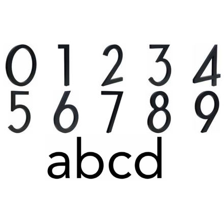 Losse mat zwarte cijfers type Modern | Gegoten Acrylaat | Blinde sluiting