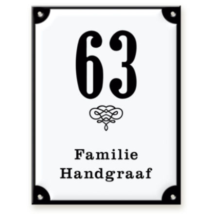 Familiebord voordeur Klassiek |2D model platen Kunststof  | Diverse bordkleuren, Ornamenten en Lettertypes |