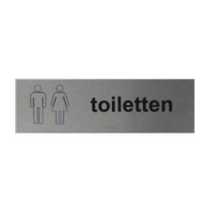 Deurbordje Toiletten dames en heren | Zelfklevend Aluminium | Tekst/Pictogram