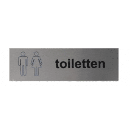 Deurbordje Toiletten dames en heren | Zelfklevend Aluminium | Tekst/Pictogram