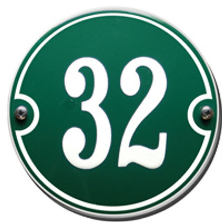 Huisnummer rond met rand en kader