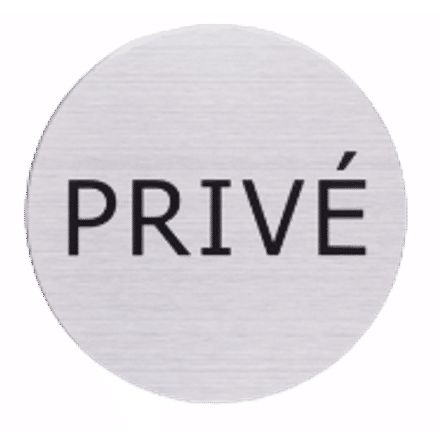 RVS pictogram Privé | Opdruk zwart | Lasertechniek | Zelfklevend