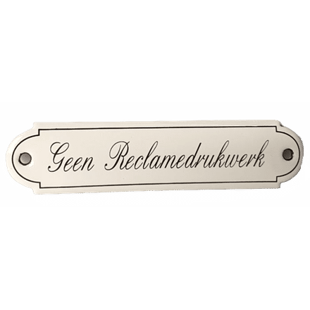 Emaille Deurbordje Geen reclamedrukwerk Klassiek