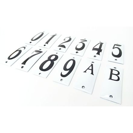 Emaille huisnummers wit-zwart  koppelbaar