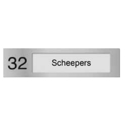 Naamplaathouders voor verwisselbare naambordjes | Zilver Acrylaat | Houders voorzien van nummering | Veersysteem | Bevestiging: zelfklevend / 2 gaatjes