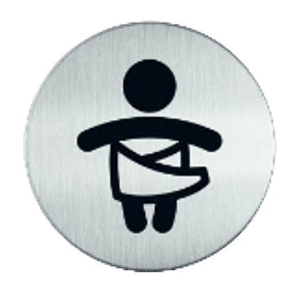Ronde pictogram Baby verzorgen | Rvs | Opdruk zwart | Lasertechniek | Zelfklevend